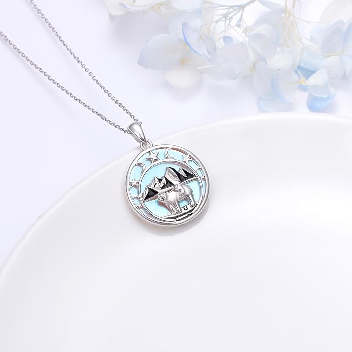 925 Sterling Silver Animal Necklaces Lion/Honeybee/MaMa Bear/Koalas Necklace Adjustable Chain Animal-Lover Pendant CZ/Moonstone Jewelry For Women Men