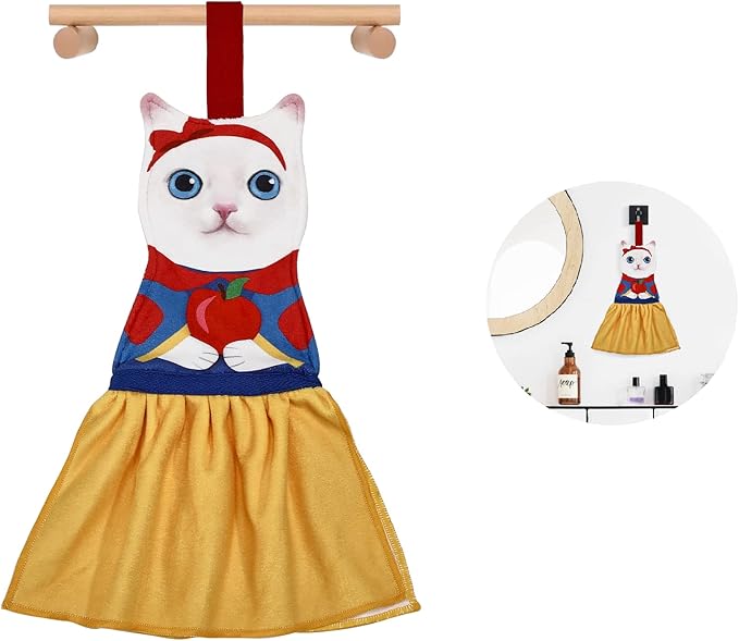 AGRIMONY Cat Funny Hand Towels - Super Absorbent Soft, Animal Print, White - Perfect for Bathroom & Kitchen, Decorative, Gift for Cat Lovers