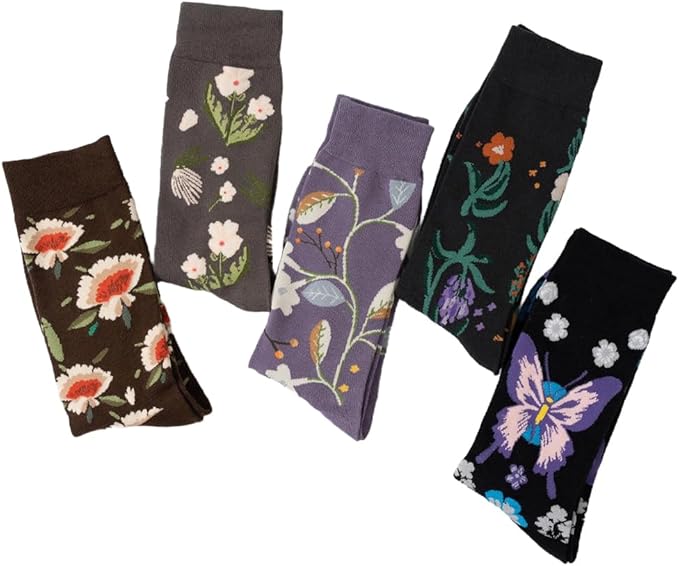 5 Pairs Cute Animal Crew Socks Fun Casual Cotton Calf Socks for Women