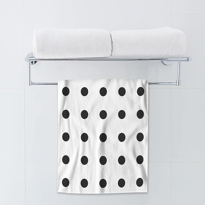 AOYEGO Polka Dot Bathroom Towels Black Dots Doodle Spot Brush Soft Bath Hand Towels Microfiber Kitchen Hotel Spa Hand Towels 15x30 Inch