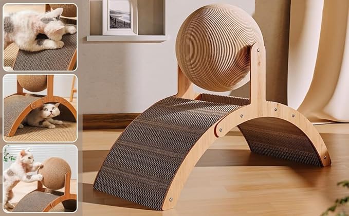 Cat Scratch Pad, Ferris Wheel Design, Suitable for Cat Play, Interaction, Nail Grinding, Bite Resistant. (Arch, Small)