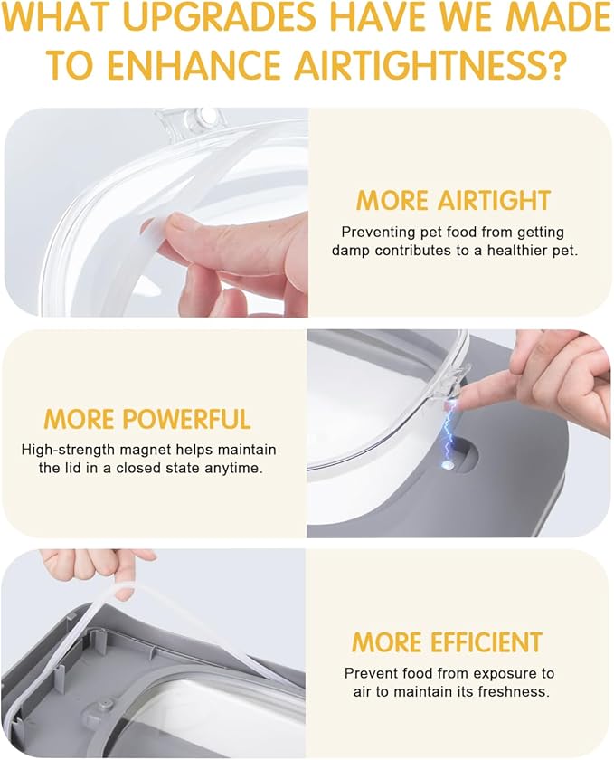 10-13 Lbs Cat Food Container,Collapsible Cat Food Storage with Airtight Lid,Silicone Pet Bowl and Cat Food Scoop，Pet Food Storage containers Dry Food for Pets, Rice (Grey 13lbs 02)