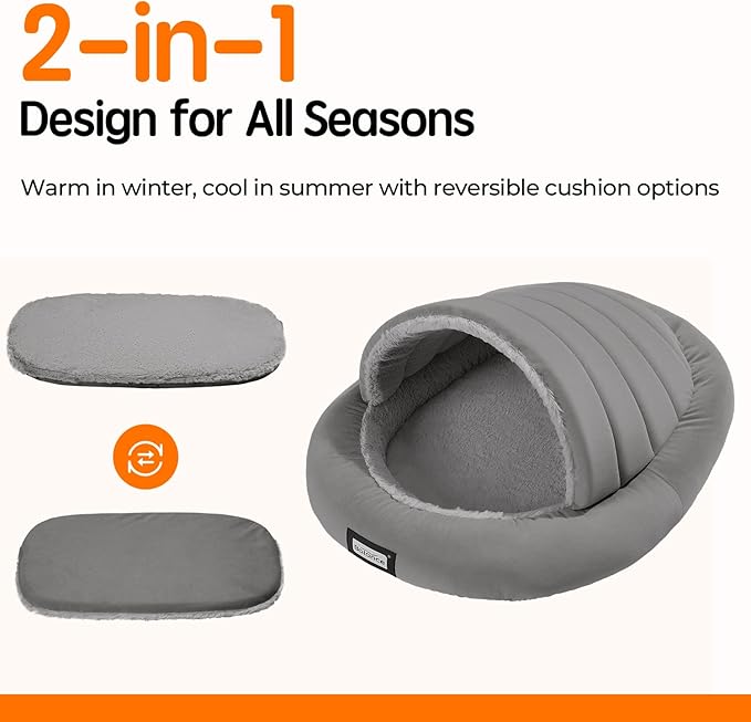 BALANCE 2 in 1 Cat Bed Cave for Kittens and Small Dogs, Cat Tents for Indoor Cats, Covered Cat Beds with Removable Cushion, Calming Cat Nest, Cat Hideaway, Washable Cat House with Non-Slip Bottom