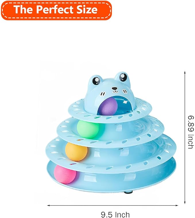 17 Pack Cat Toys, 4-Level Turntable Ball Track Interactive Cat Toy for Indoor Cats, Self Play Fun Roller with Colorful Rotating Ball Puzzle Exercise Kitten Toys Set