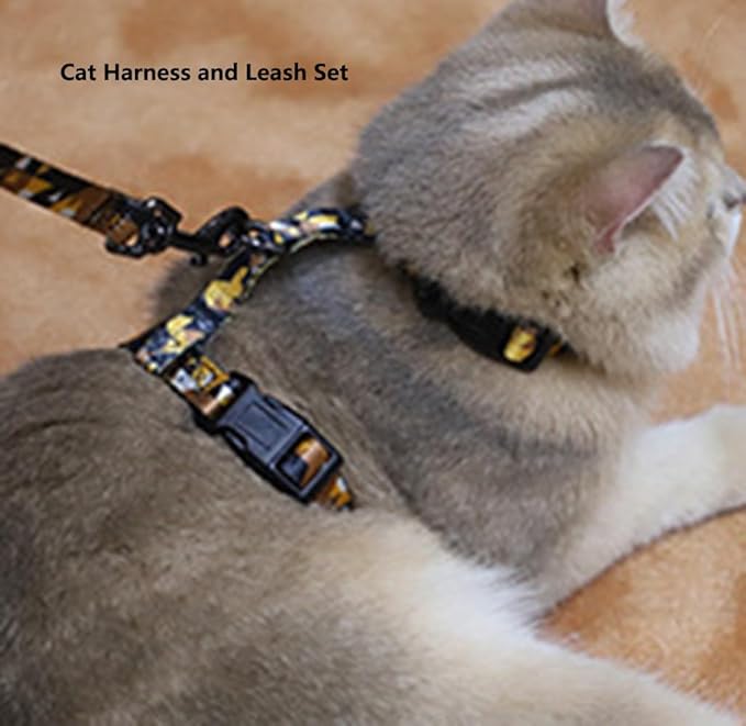 Cat Harness Escape Proof Cat Harness and Leash Set for Walking Soft Adjustable Kitten Harness for Small Large Cats(Multicolor4)