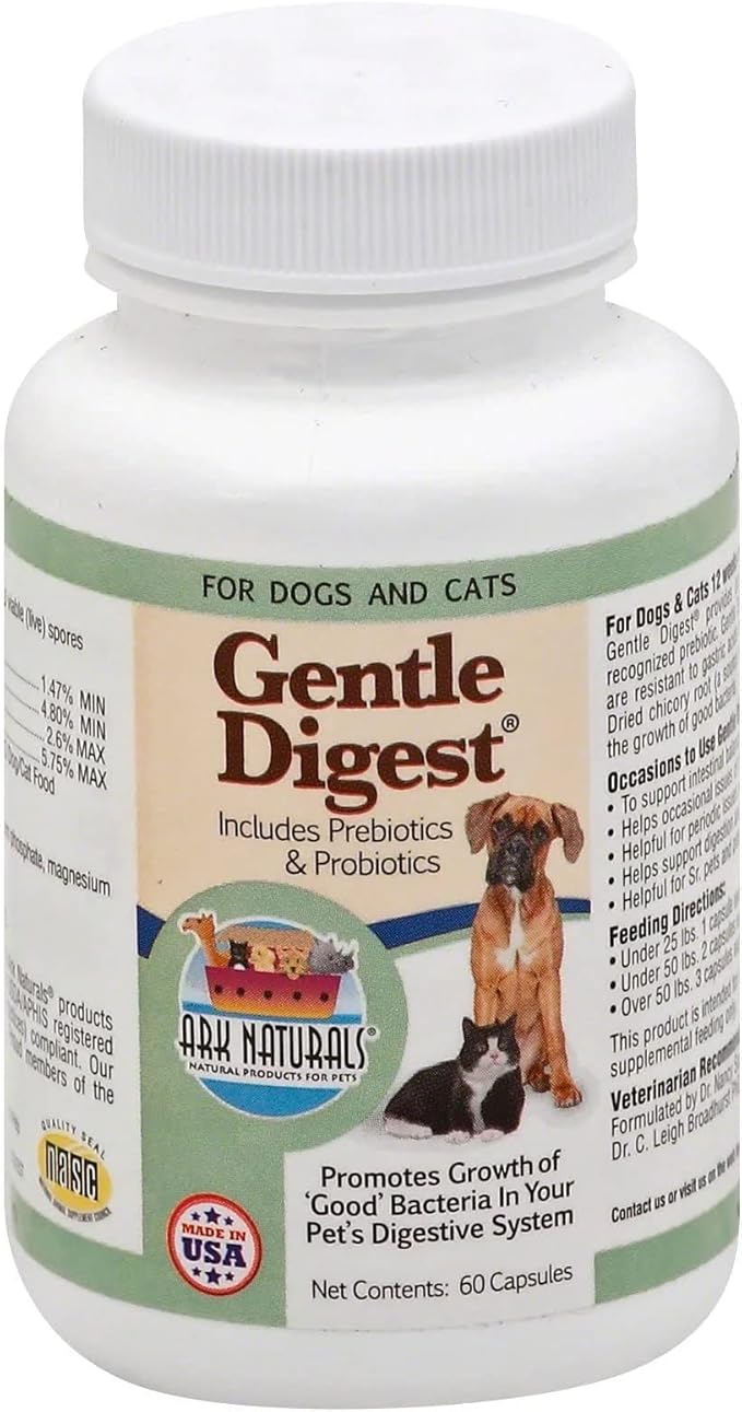 Ark Naturals Gentle Digest for Dogs & Cats, 60-Count Capsules, 5 Pack