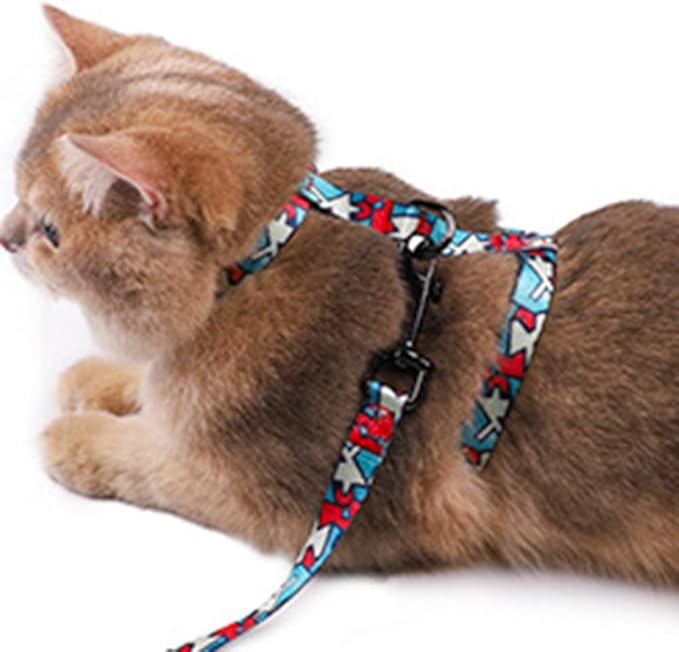 Cat Harness Escape Proof Cat Harness and Leash Set for Walking Soft Adjustable Kitten Harness for Small Large Cats(Multicolor)