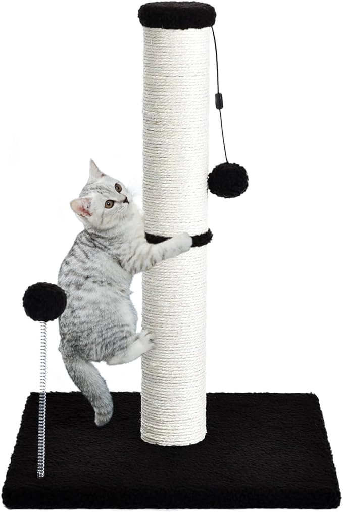 Cat Craft Scratching Post, Cat Scratch Post 20" Kitten Scratcher Sisal Scratch Posts with Hanging Balls, Brown