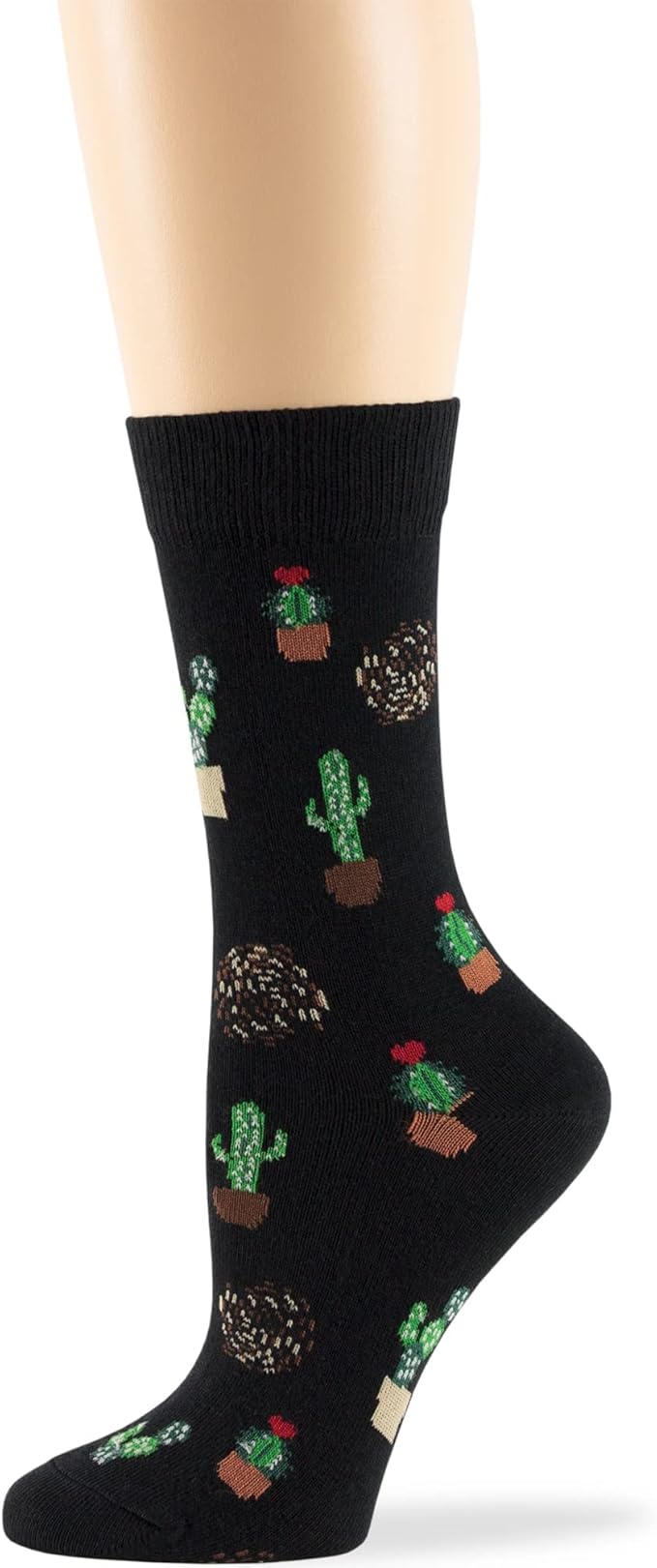 7BIGSTARS KINGDOM Womens Fun Cotton Crew Socks - 4 Pack L/M - Cactus Space Desert Coffee Fox Dog Hedgehog Puppy Flower Bird