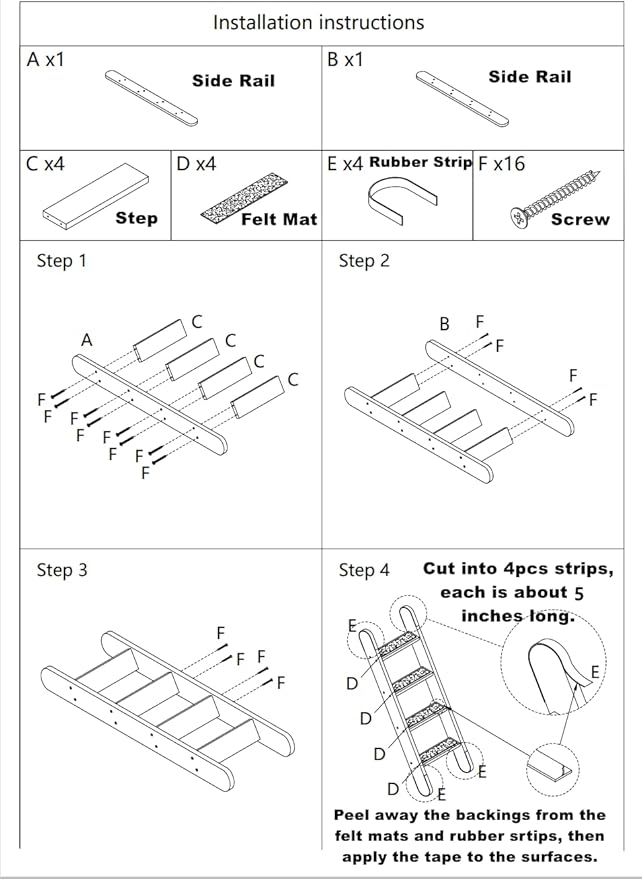 SHENGOCASE Solid Wood Wall Leaning Cat Ladder for Indoor Cats and Small Medium Dog, Cat Stair Step for Window Bed, Cat Wall Climbing Furniture (31.5")