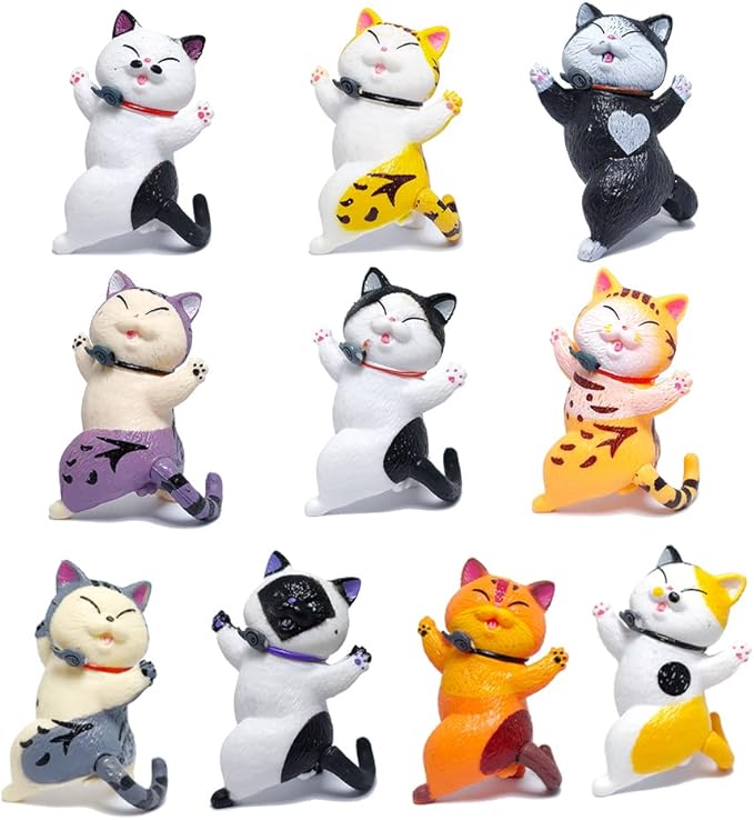 10 Pcs Realistic Cat Figure Mini Cute Cat Characters Miniature Educational Figures Kitten Easter Eggs Cake Topper Christmas Birthday Gift for Cat Lover