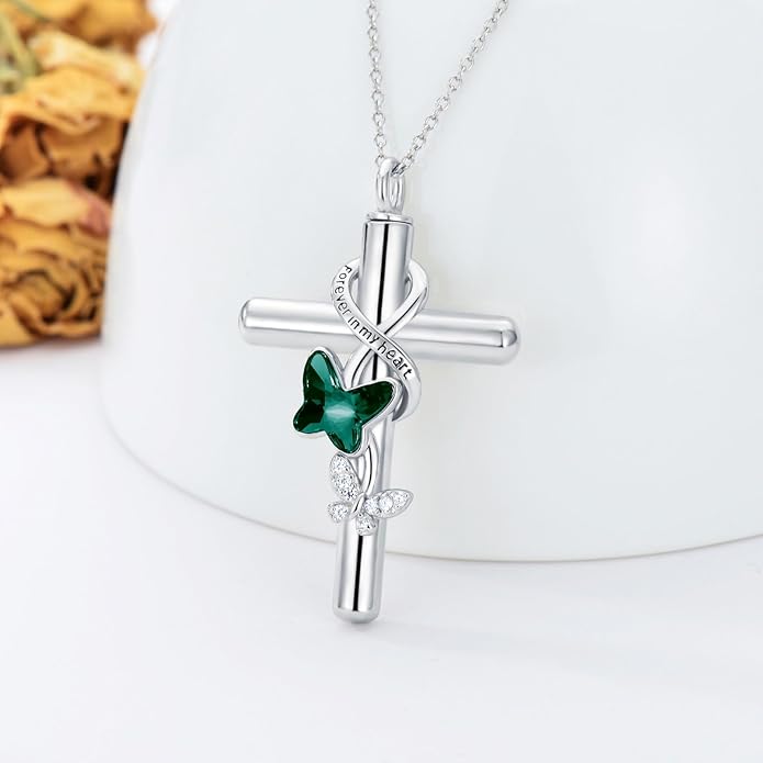 Cross Urn Necklace for Ashes 925 Sterling Silver Cremation Jewelry with Funnel Filler Kit Ashes Necklace for Human Women Girl Pets