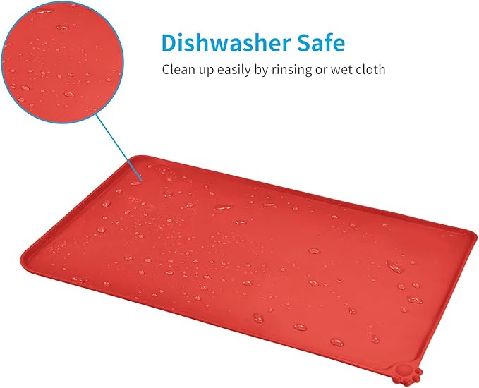 AUDWUD Silicone Waterproof Pet Feeding Mats,Anti Slip Bowl Pad, Dog Mat for Food and Water