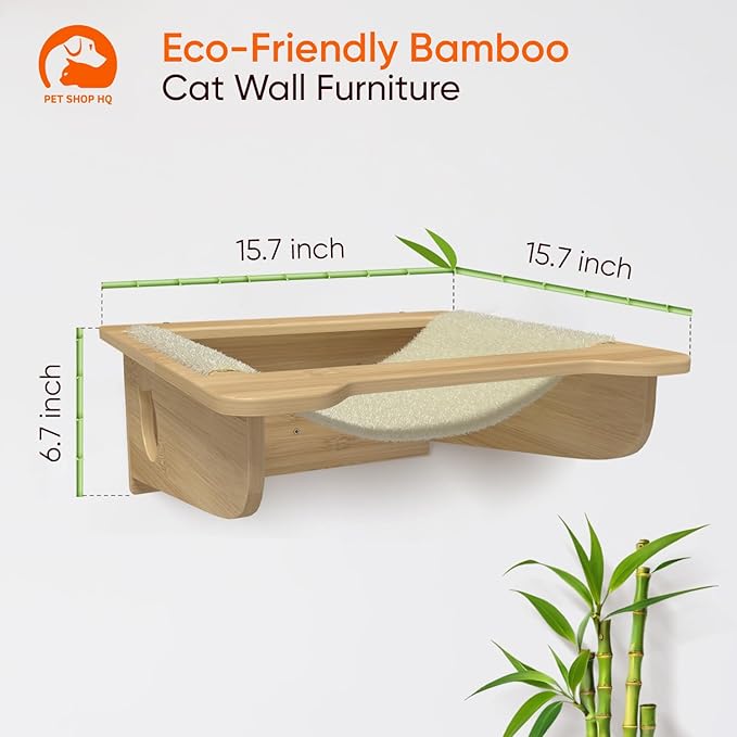 Cat Wall Shelves Furniture for Climbing - Cat House Wall Mounted - Indoor Wooden Floating Cat Furniture - Different Models Including Shelves, Perches, Hammock, Bed, Bridges, Walkways