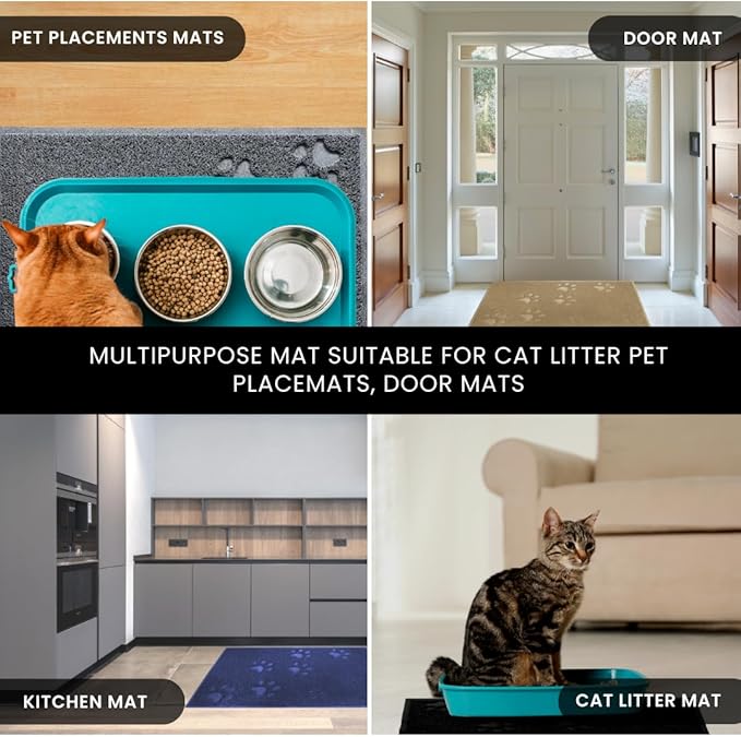 Andalus Jumbo Cat Litter Mat, Pack of 1 - Waterproof, Non-Slip & Easy to Clean Cat Litter Box Mat for Extra Efficient Pet Litter-Trapping, Black (47” X 35”)