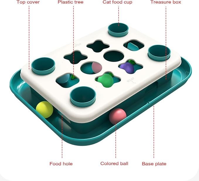 AUTENS Cat Toy Puzzle Track Balls Feeder for Interactive Indoor Cat Chase to Exercise, Fun Treat Digger Hunting Box (Green)