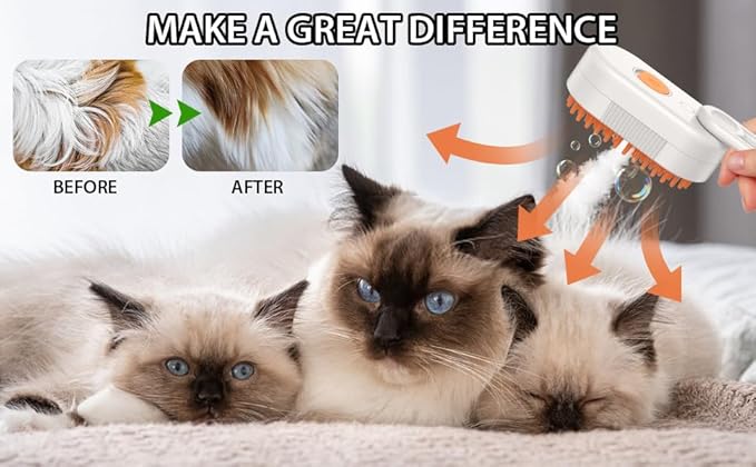 2024 Multifunctional Pet Brush for Detangling and Hair Removal - 3-in-1 Grooming Comb with Massage Function for Cats and Dogs (Khaki)