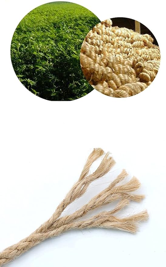 Nature Hemp Rope,1/4inch Heavy Duty Jute Twine for Cat Tree and Tower, DIY Scratcher Scratching Post Replacement, Pad, Crafts Gardening Hammock Home Decorating（33FT）