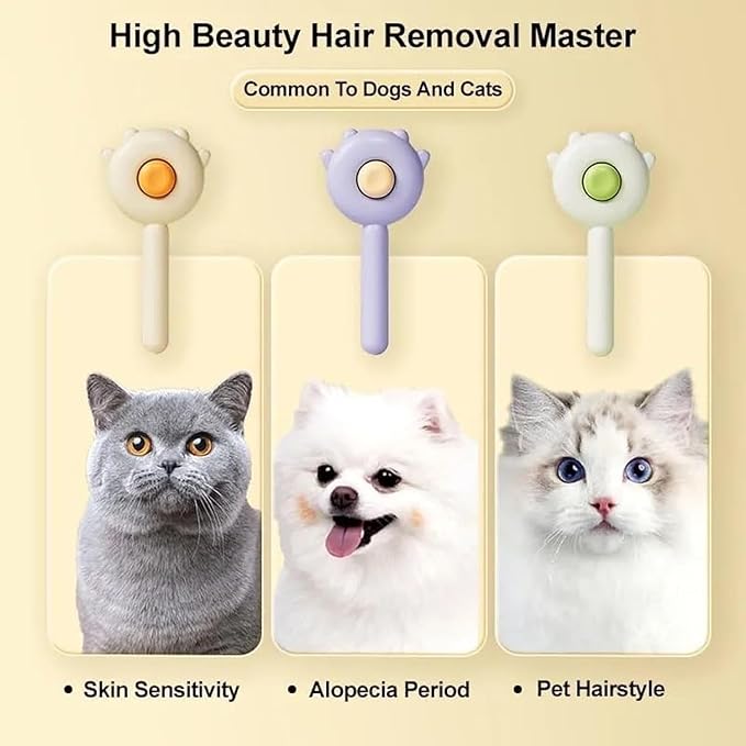 2-in-1 Magic Pet Comb & Grooming Brush Pet Hair Cleaner Brush Cat Shedding Brush Self Cleaning Slicker for Long & Short Hair Cats and Dogs(Purple)