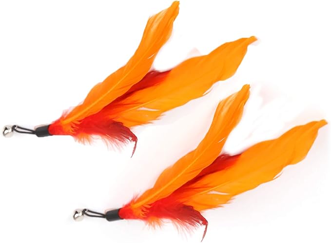 2 Pcs Cat Feather Toy, Cat Toy Wand, Teaser Wand Toy Set, Cat Toys Interactive Retractable Wand Rod,Assorted Feather Toy for Exercising Kitten or Cat CT15-12 Yellow Feather