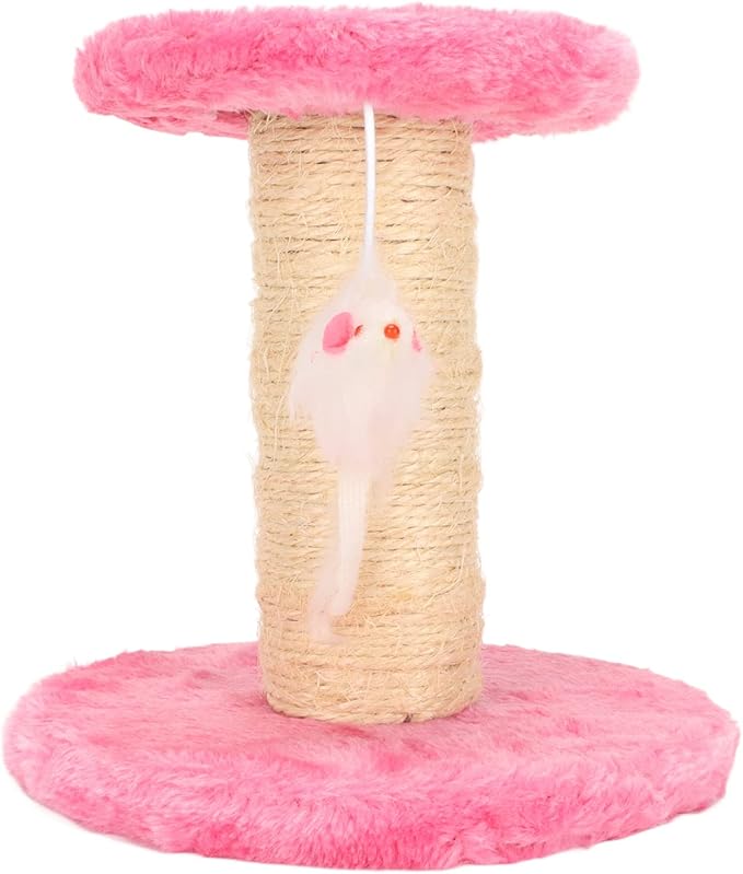 Cat Scratching Post, Grinding Claws 2 Layers Soft Plush Cat Tree Stable for Indoor (Pink)
