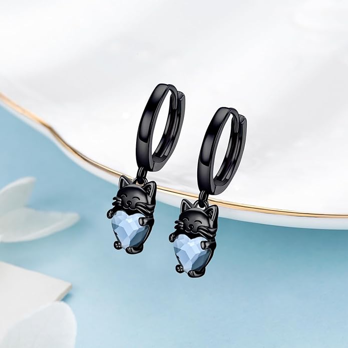 925 Sterling Silver Cat Earrings Cute Animal Kitten Stud Earrings cat Jewelry Gifts for Women Girls Hypoallergenic Earrings for Sensitive Ears