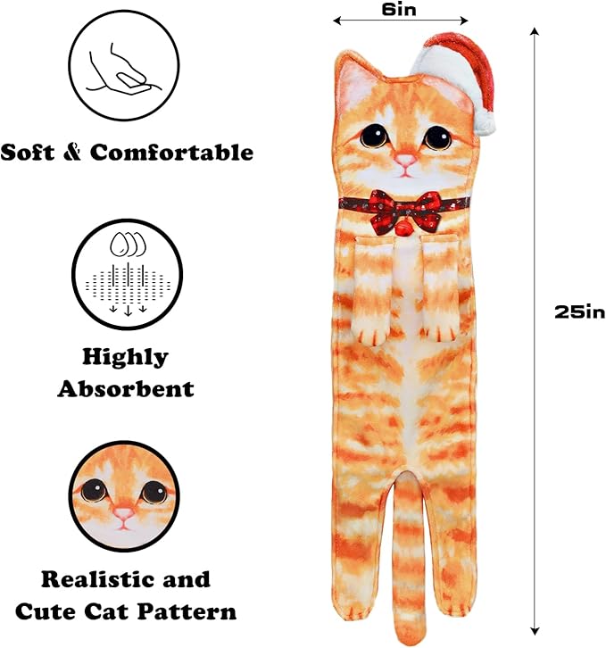 AGRIMONY Cat Funny Hand Towels for Bathroom Kitchen - Cute Decorative Cat Decor Hanging Washcloths Face Towels Super Absorbent Soft - Housewarming Birthday Christmas Fun Gifts for Women Cat Lovers