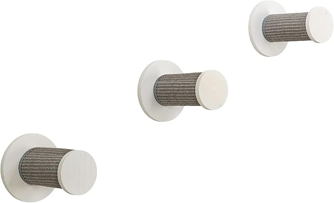 Wall Set 3, Indoor Wall Mounted Cat Climbing System, 3 Sisal Climbing Steps, Jumping Platform, Perches, Gray