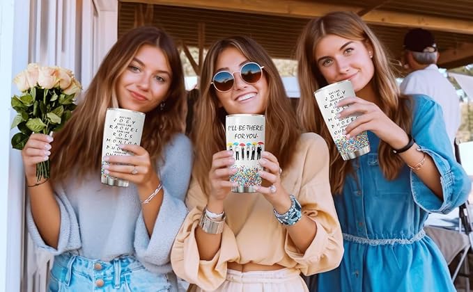 34HD Gifts for Friends, Friend Tumbler with Lid 20 oz Stainless Steel, Best Friend Cup, Friends Coffee Mug, Birthday Gifts for Women Men