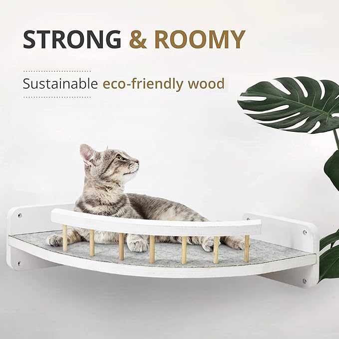 Cat Hammock Cat Wall Shelves with 3 Steps, Cat Shelves and Perches for Wall, Cat Wall Furniture Cat Climbing Shelf, Cat Scratching Post Cat Wall Shelf for Indoor with Plush Covered, Gift for Cat