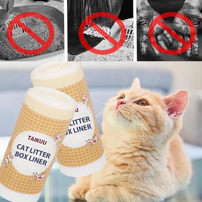 80 Count Cat Litter box Liners, Compatible with Automatic Thick Drawstring Heavy Duty Replacement Waste Trash Bags -20.5" x 17.7"