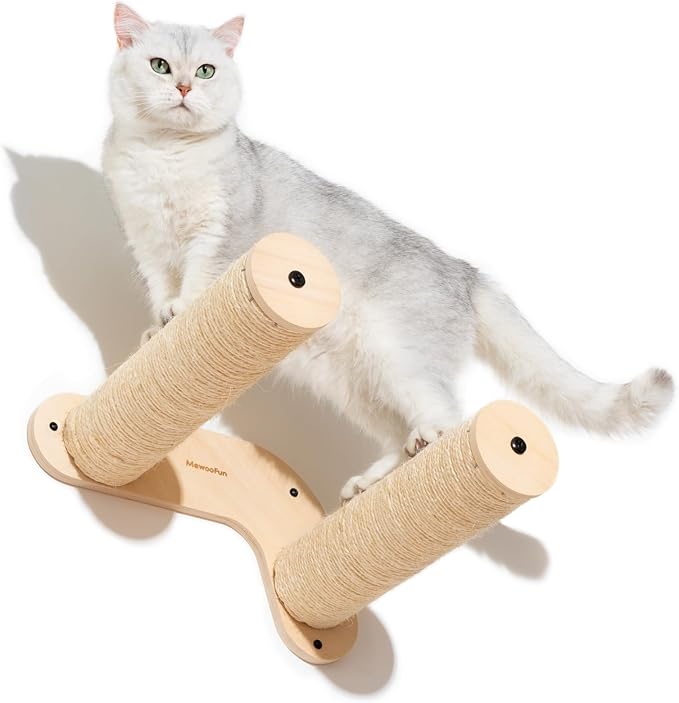 MEWOOFUN Cat Wall Furniture, Cat Wall Steps Cat Shelves for Wall Mounted, Wooden Cat Stairs with Sisal Rope Scratches - Cat Ladder Cat Climbing Shelves for Scratching, Jumping and Climbing