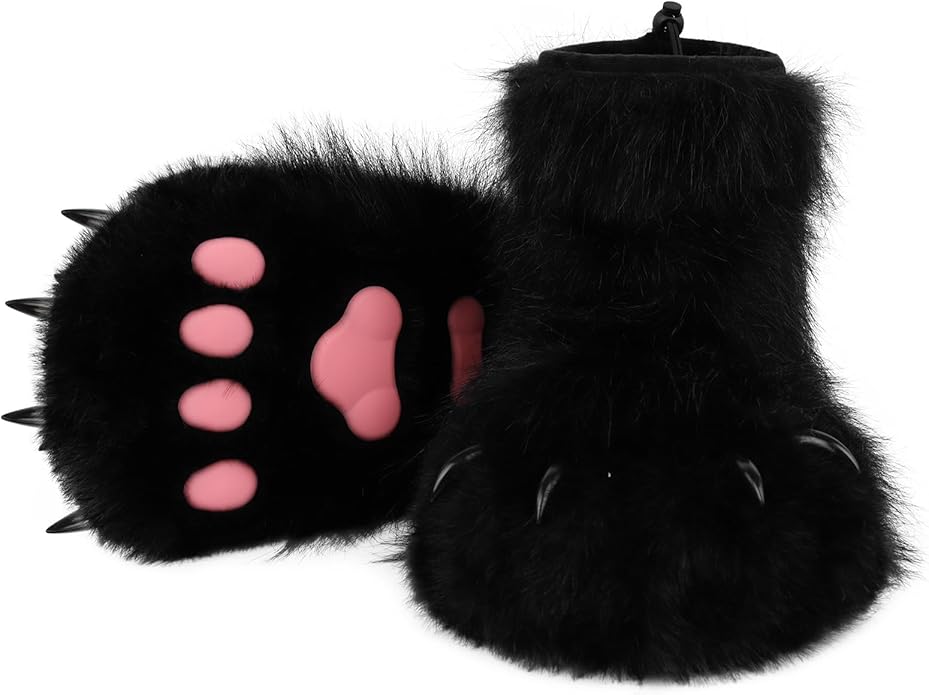 Animal Fuzzy Slippers Bear Cat Wolf Dog Fox Fursuit Feet Paw Claw Shoes Furry Boots Costume Accessories for Adult Kids