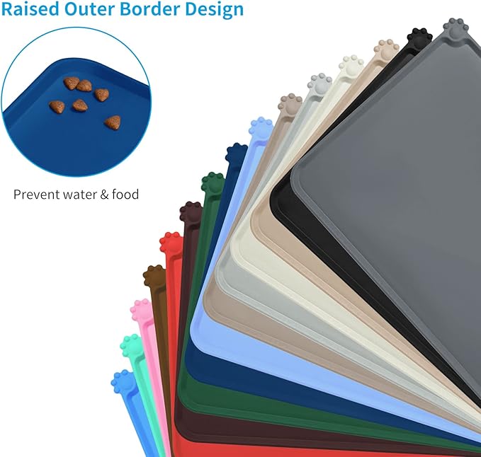 AUDWUD Silicone Waterproof Pet Feeding Mats,Anti Slip Bowl Pad,Dog Mat for Food and Water