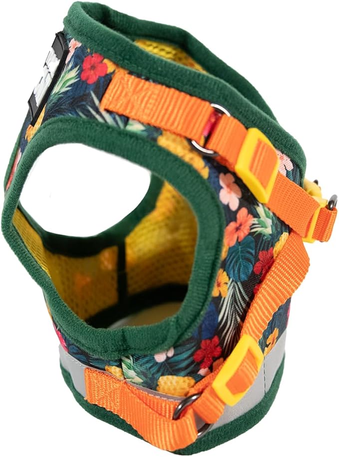 Travel Cat Harness and Leash Set - Adjustable Fit Mesh Cat Harness and Reflective Strap - Comfort Escape Proof Harness for Cats, Kitten for Outdoor Walking, Hiking (XS, Hawaiian)