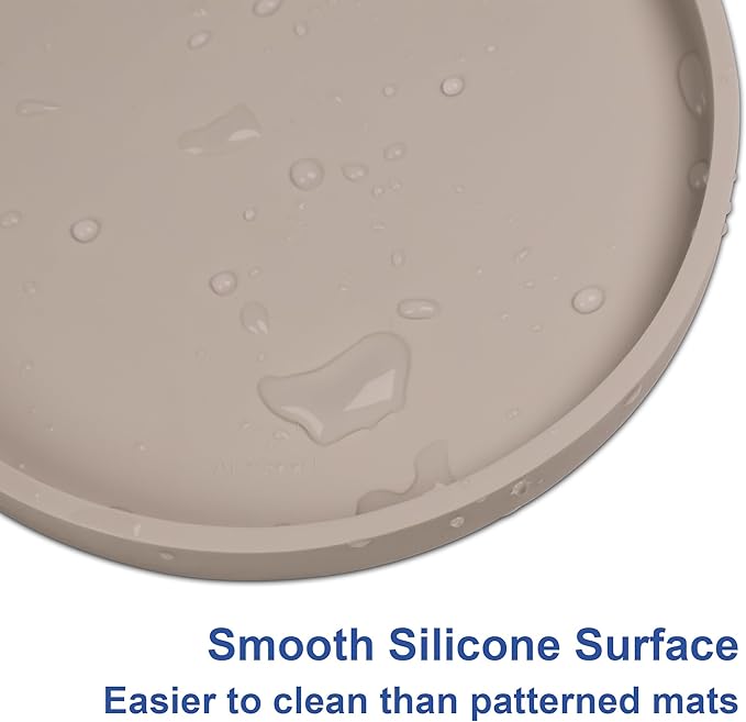 Arespark Pet Silicone Food Mat, Set of 4 Nonslip Waterproof Feeding Bowl Mat with Raised Edges for Food and Water Prevent Spills, Round Eating Tray for Dog Cat Puppy Kitten, 6'' x 6''