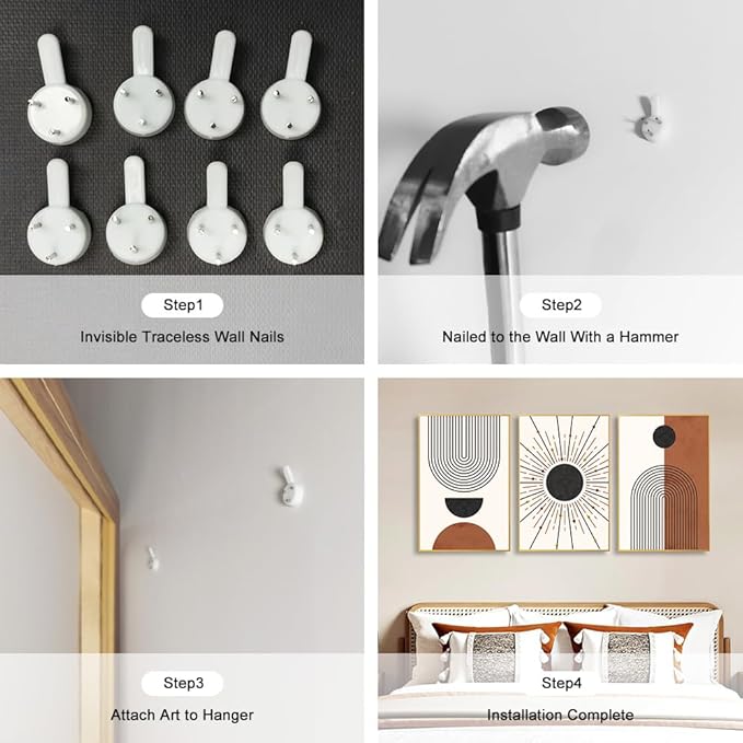 Ausril Minimalist Boho Framed Canvas Wall Art Set, Neutral Geometric Line Sun Wall Decor, Mid Century Wall Painting, Abstract Modern Bohemian Art Print for Living Room, Bedroom, Office -24"x36"x3