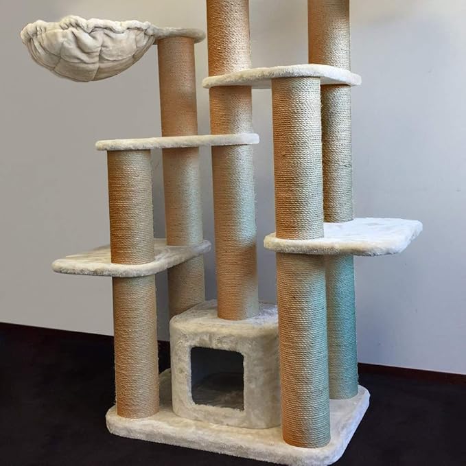 Sisal Rope 6mm for Cat Scratcher Repair and Replace Cat Scratching Post, DIY Scratching Furniture - Cat Tree, Scratch Carpet & Mat, Cat Kicker Toys, Natural Jute 98ft/30m