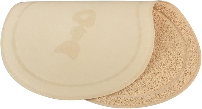 8-Shaped Small Cat Litter Box Debris Catcher Mat,18x10 Inches (Creamy)