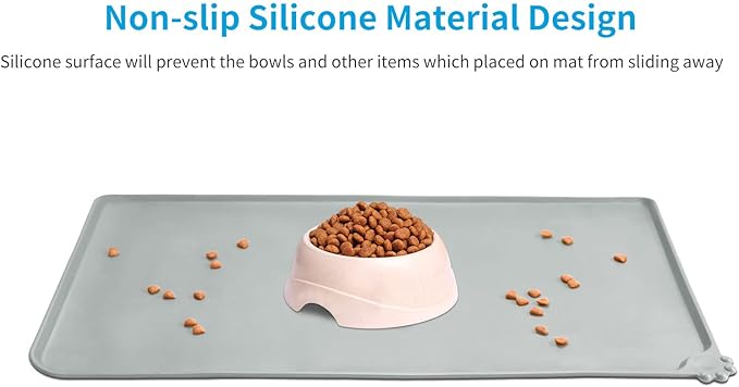 AUDWUD Silicone Waterproof Pet Feeding Mats,Anti Slip Bowl Pad, Dog Mat for Food and Water