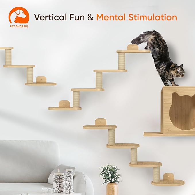 Cat Wall Shelves Furniture for Climbing - Cat House Wall Mounted - Indoor Wooden Floating Cat Furniture - Different Models Including Shelves, Perches, Hammock, Bed, Bridges, Walkways