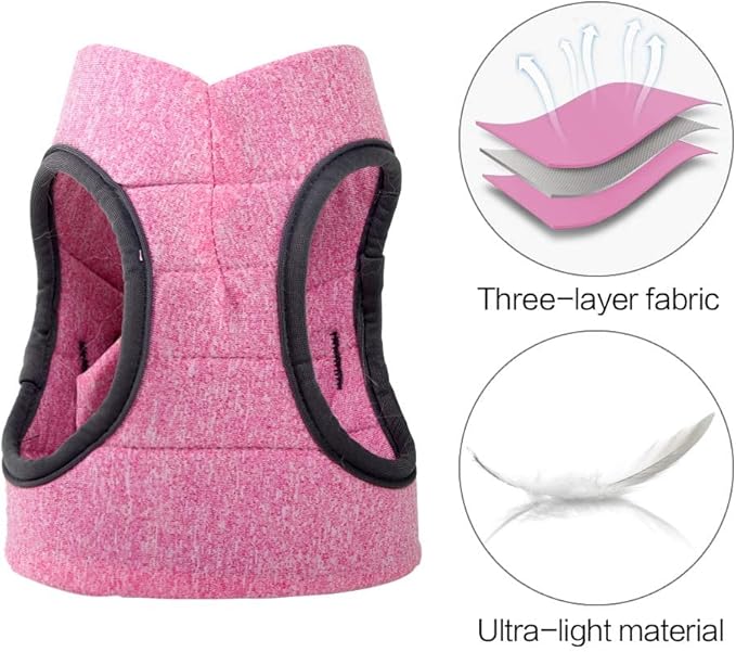 Heywean Cat Harness and Leash - Ultra Light Escape Proof Kitten Collar Cat Walking Jacket with Running Cushioning Soft and Comfortable Suitable for Puppies Rabbits (L, Pink)