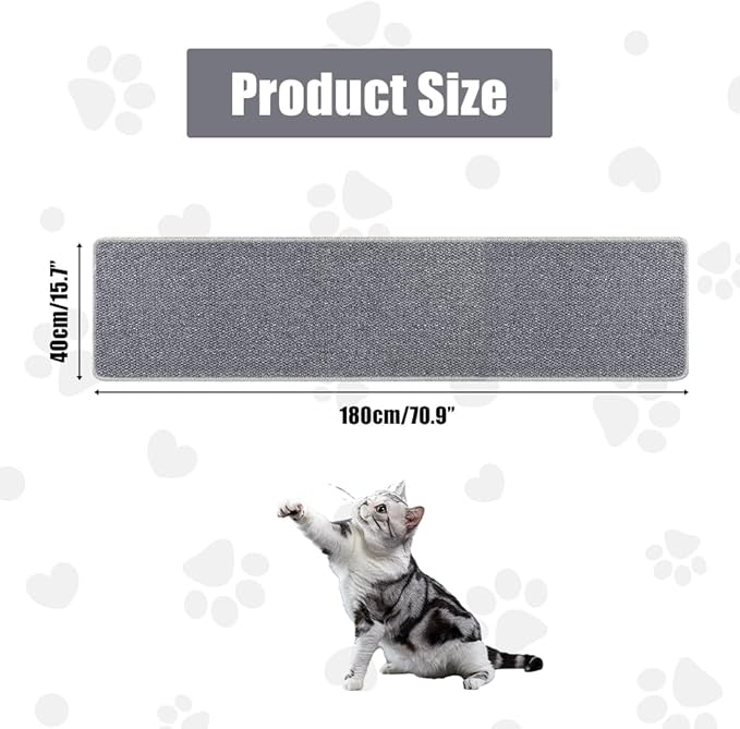 70.9"x 15.7" Thickened Extra Large Cat Wall Climbing Carpet, Cat Climbing Wall Scratcher, Cat Carpet, Couch Sofa Protector-Grey