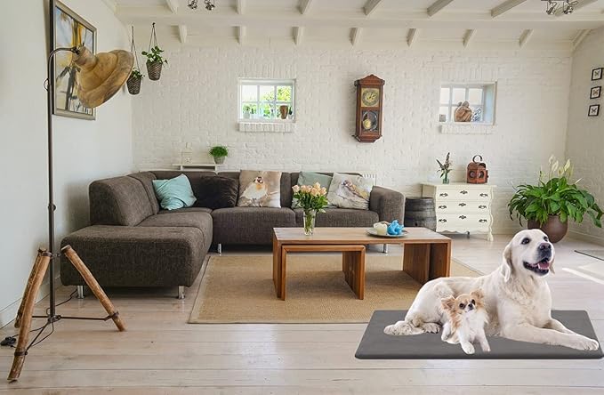 Pet Heating Pad for Dog Heating Pad for Cat Electric Mat Heated Pet Bed Mat Pet Heating Pad with Timer and Soft Washable Cover(X-Large:32" x 20"(Gray))