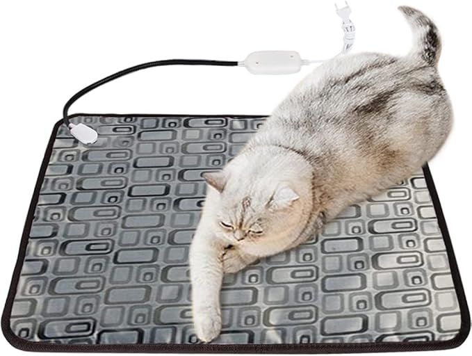 La La Pet® Mat for Dog and Cat Constant Electric Heating Temperature Warming Pad Cushion Bed Mat for Pet,Grey-Grid