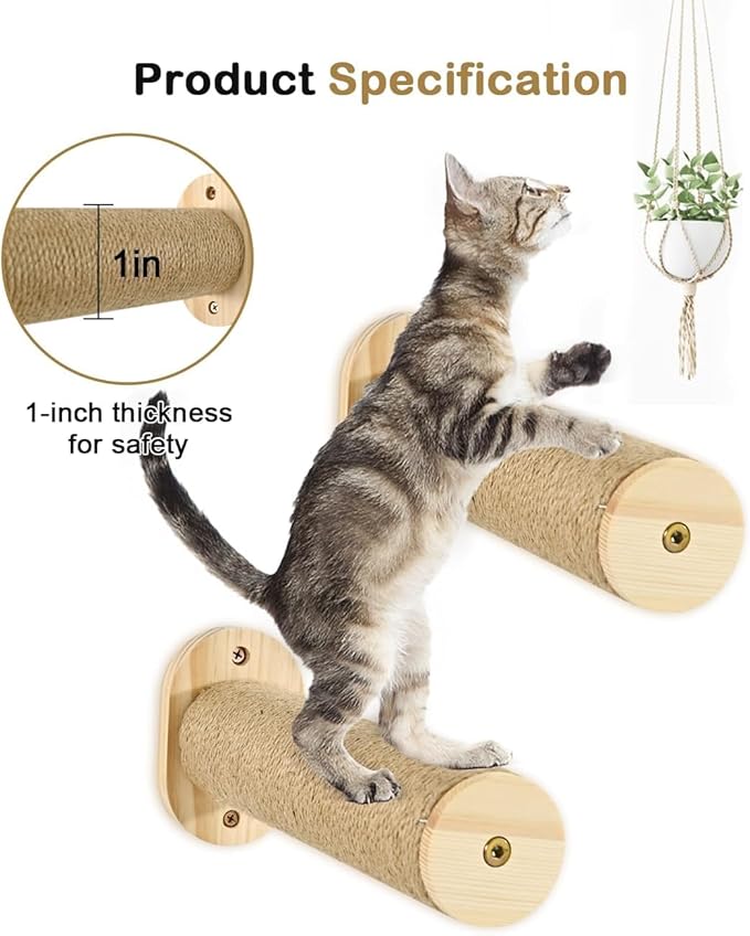 Cat Hammock for Wall, Cat Wall Hammock with 2 Cat Wall Steps, Cat Climbing Shelves Wall Mounted, Cat Shelf for Climbing, Sleeping, Playing, Cat Wall Shelves for Indoor Cats or Kitty