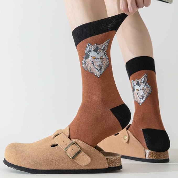 5 Pairs Cute Animal Crew Socks Fun Casual Cotton Calf Socks for Women