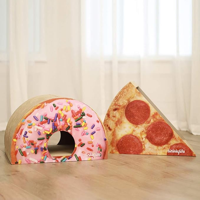 Cat Condo Scratcher Cardboard, Looking Well with Delicious Pizza Shape Cat Scratching House Bed Furniture Protector