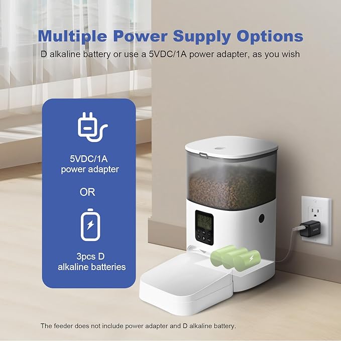 Automatic Cat Feeder, 4L Cat Food Dispenser with 10s Voice Recorder, Pet Feeder up to 8 Meals per Day, Timed Cat Feeder with Dry Food Sealed Ring (White, 4L-Basic)