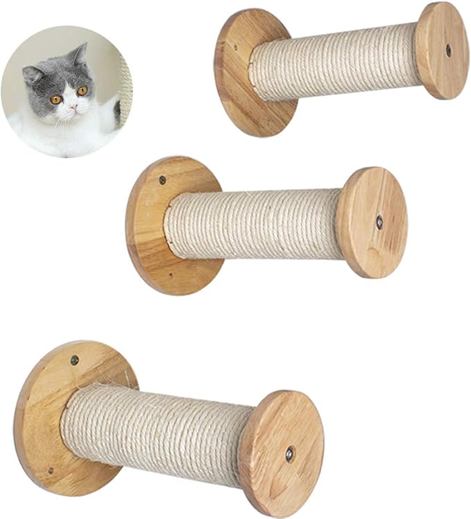 La La Pet® 3Pcs Wood Cat Scratching Post Cat Shelf Board Floating Cat Perch Cat Climber Cat Scratcher Wall Cat Furniture Cat Climber Bed Tower Tree